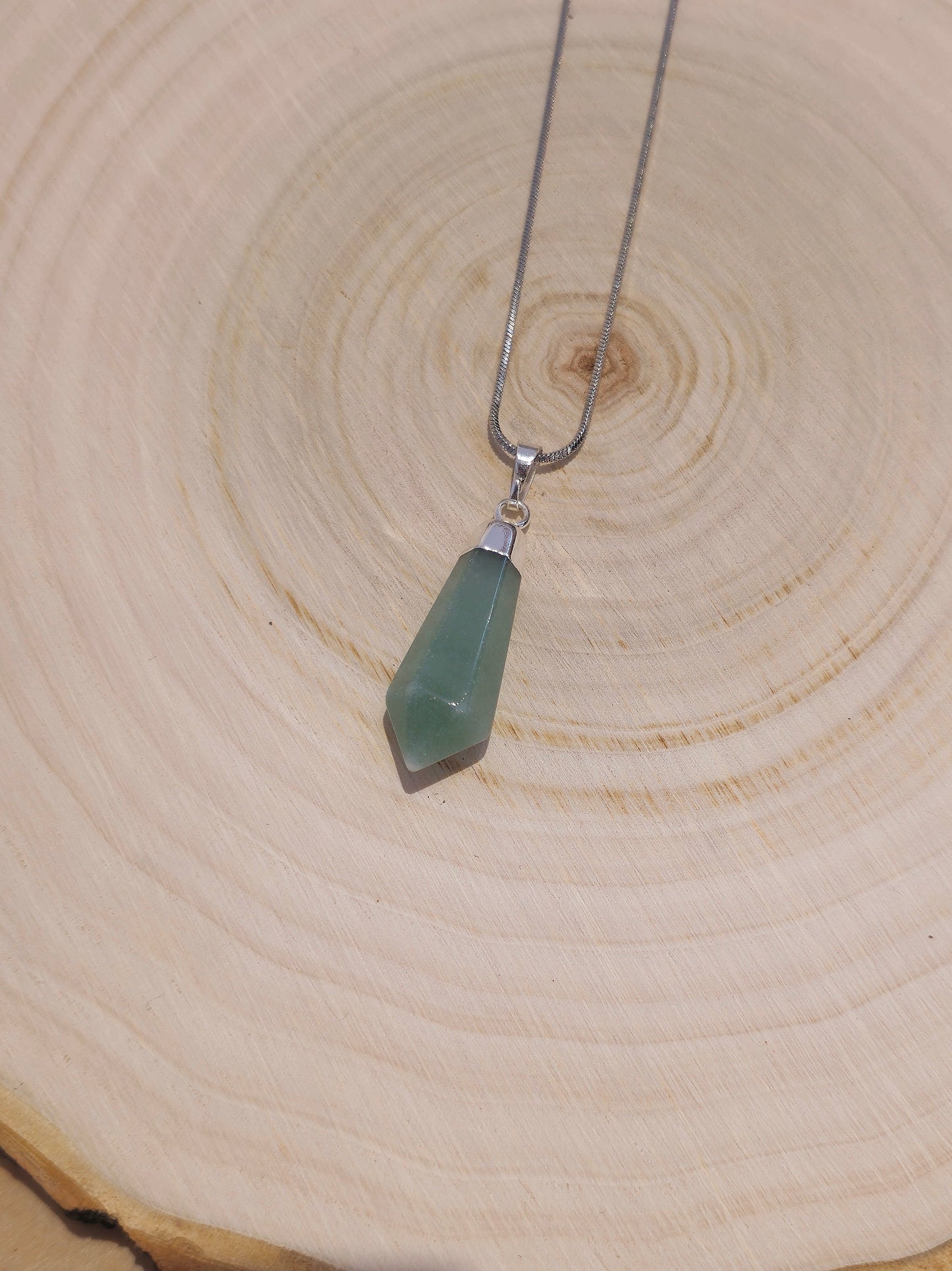 Collier Pointe diamand Aventurine verte