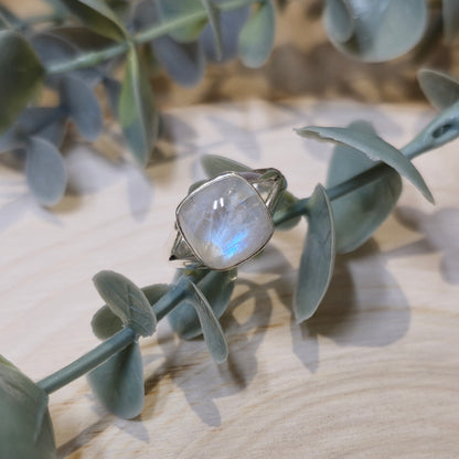 Bague Pierre de lune Arc-en-ciel