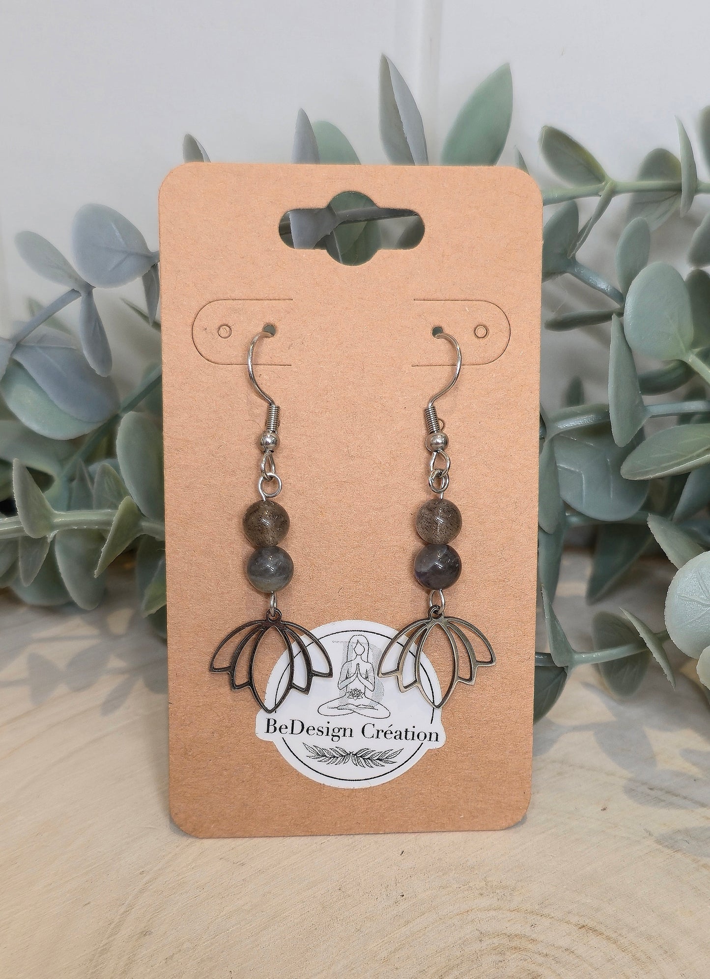 Boucles d’oreilles Lotus Labradorite