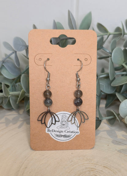 Boucles d’oreilles Lotus Labradorite