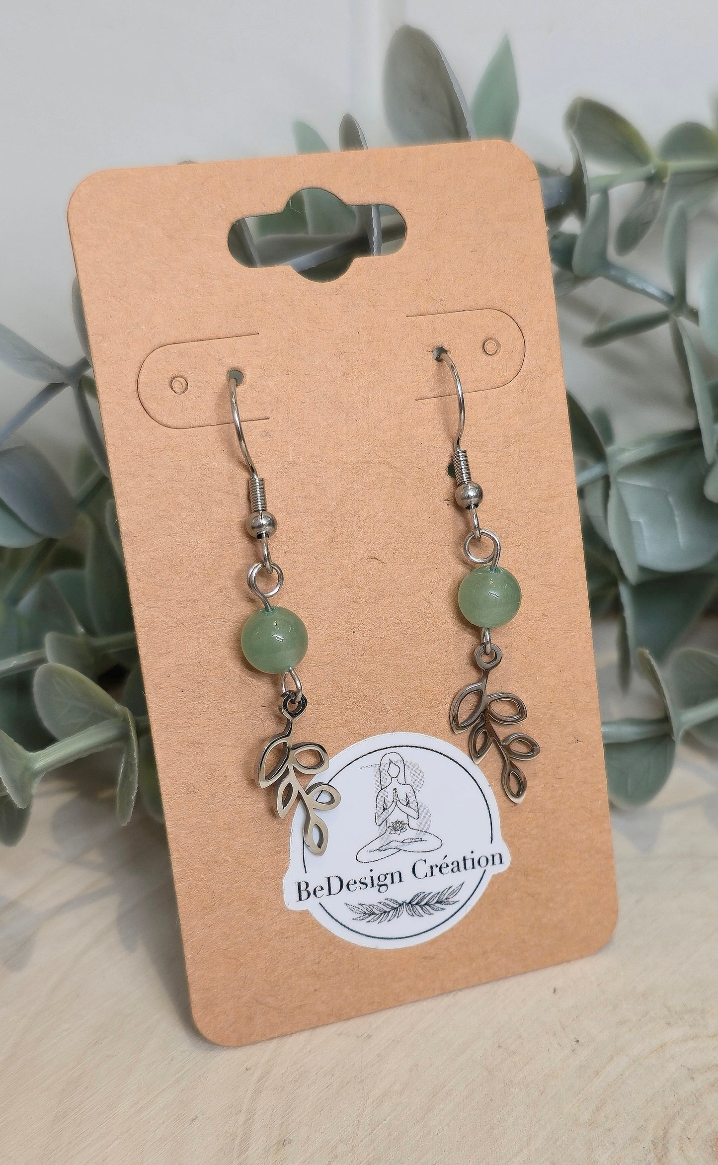 Boucles d’oreilles Feuillage Aventurine verte