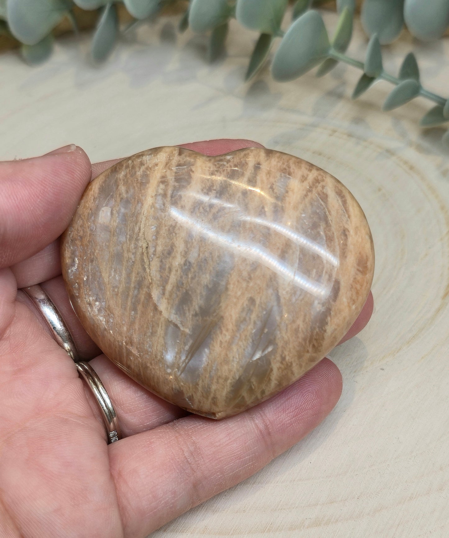 Coeur en Pierre de lune pêche