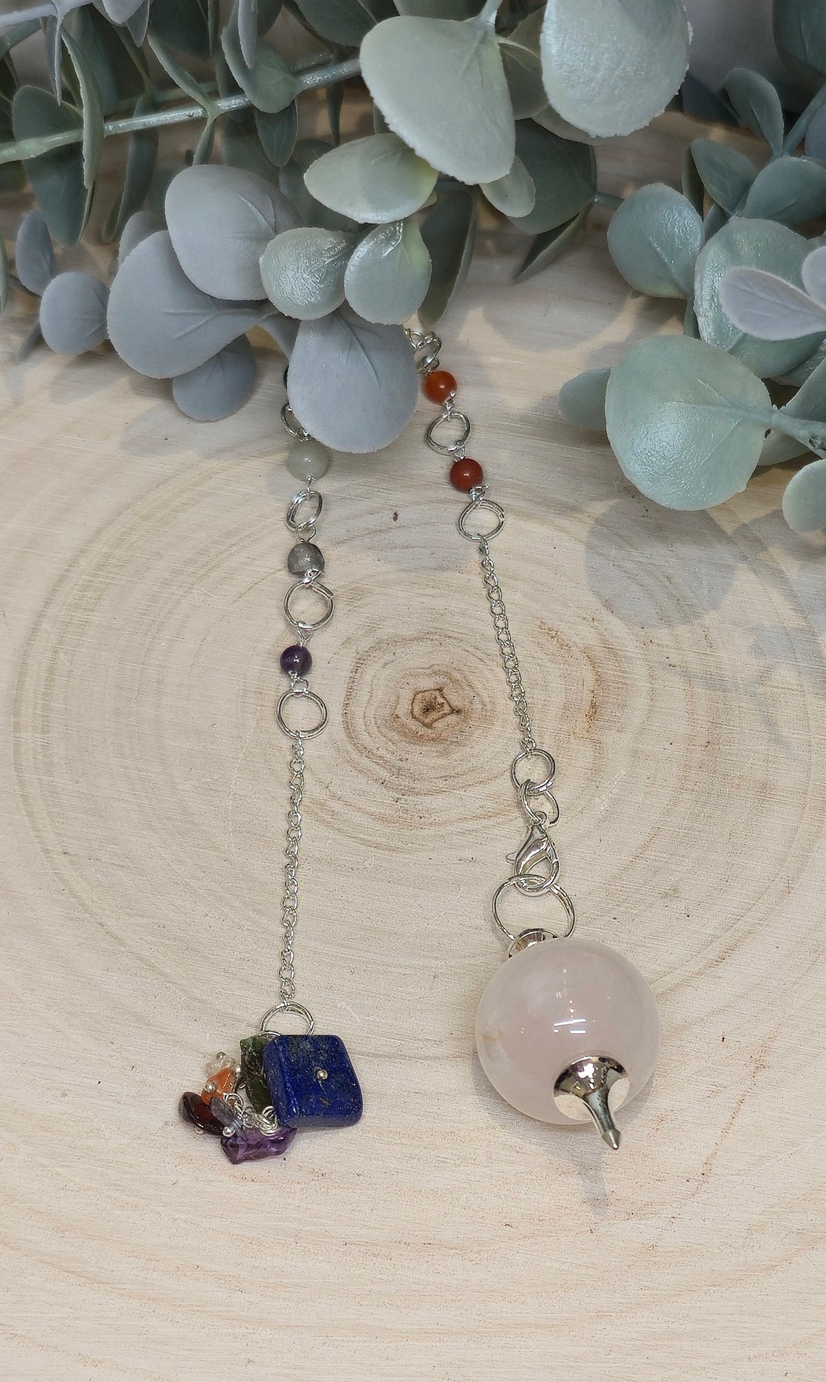 Pendule Sephoroton en Quartz rose Chakras
