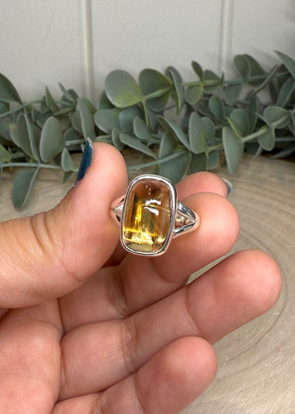 Bague rectangle Citrine