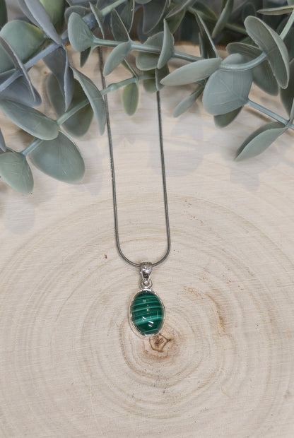 Collier Malachite ovale