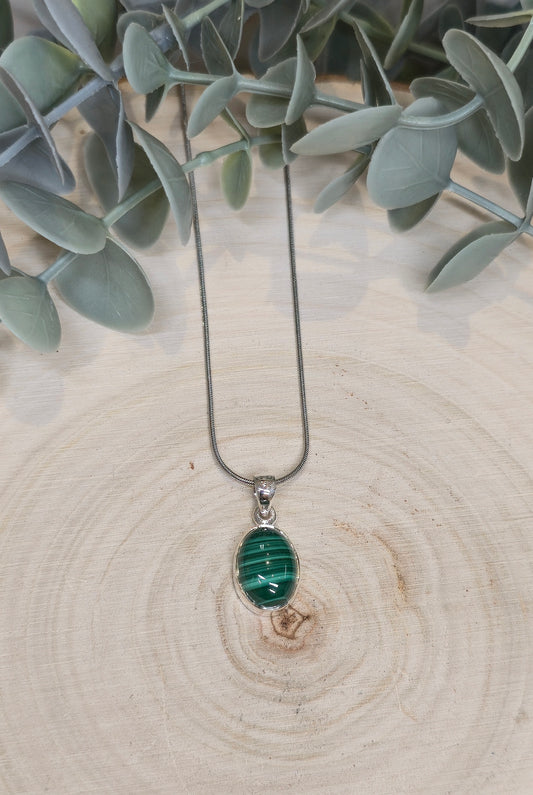 Collier Malachite ovale