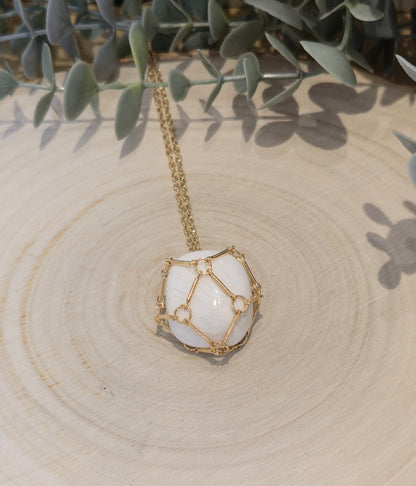 Collier porte-pierre acier inoxydable gold