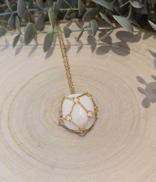 Collier porte-pierre acier inoxydable gold