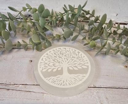 Plaque Sélénite Arbre de vie 10cm