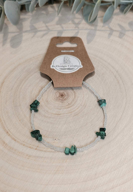 Bracelet avec pierres - Malachite chips