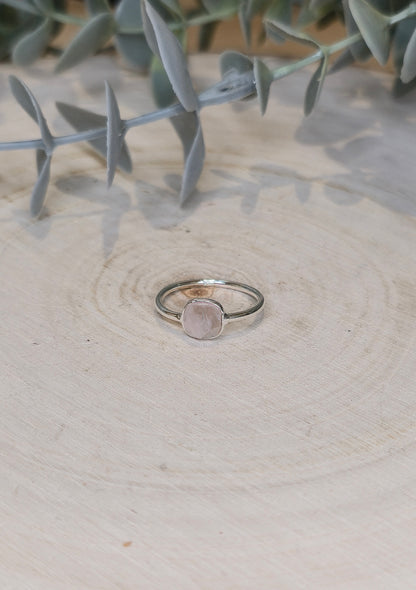 Bague carré Quartz rose