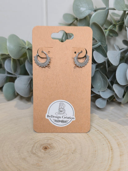 Boucles d’oreilles anneau Demi-Mandala vintage 8mm