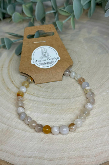 Bracelet Agate fleur 6mm