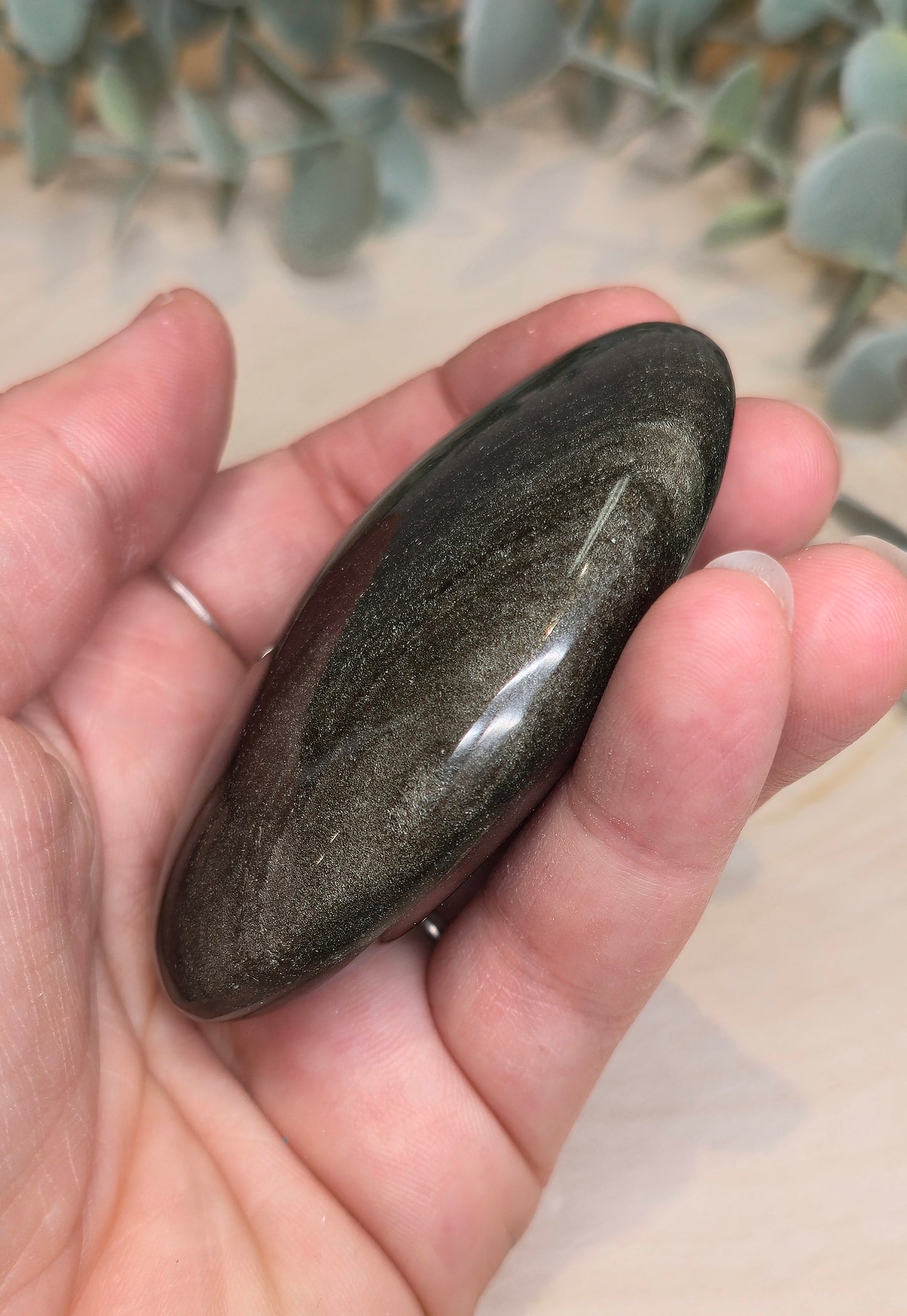 Pierre de paume Obsidienne argentée du Mexique