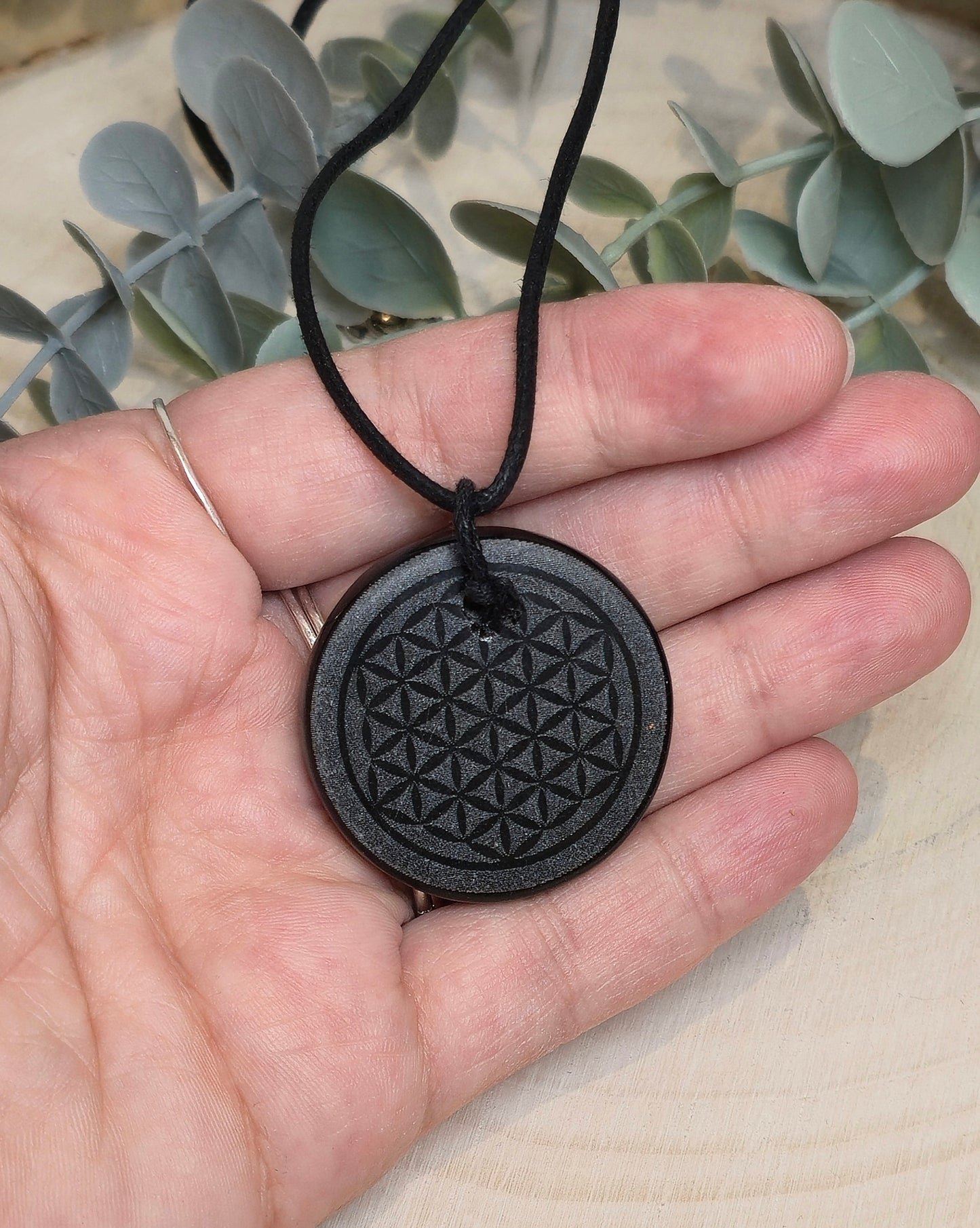 Collier Fleur de vie en Obsidienne