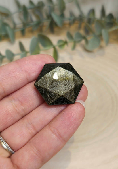 Étoile géométrique en Obsidienne dorée