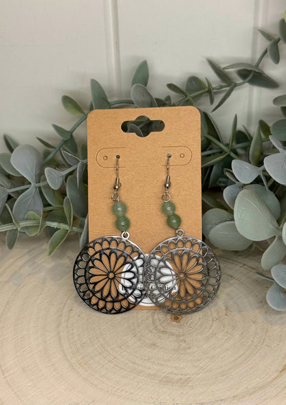 Boucles d’oreilles Mandala Aventurine verte