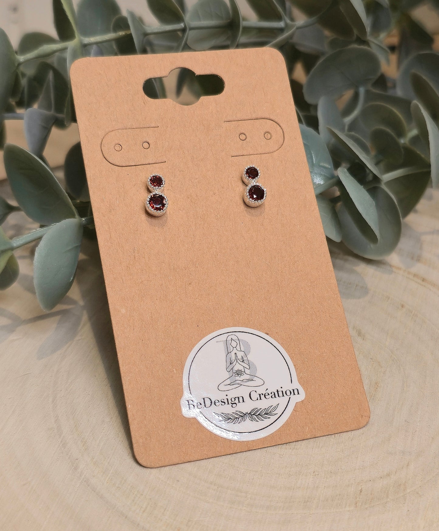 Boucles d'oreilles Grenat double