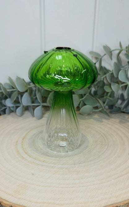 Vase champignon vert/transparent