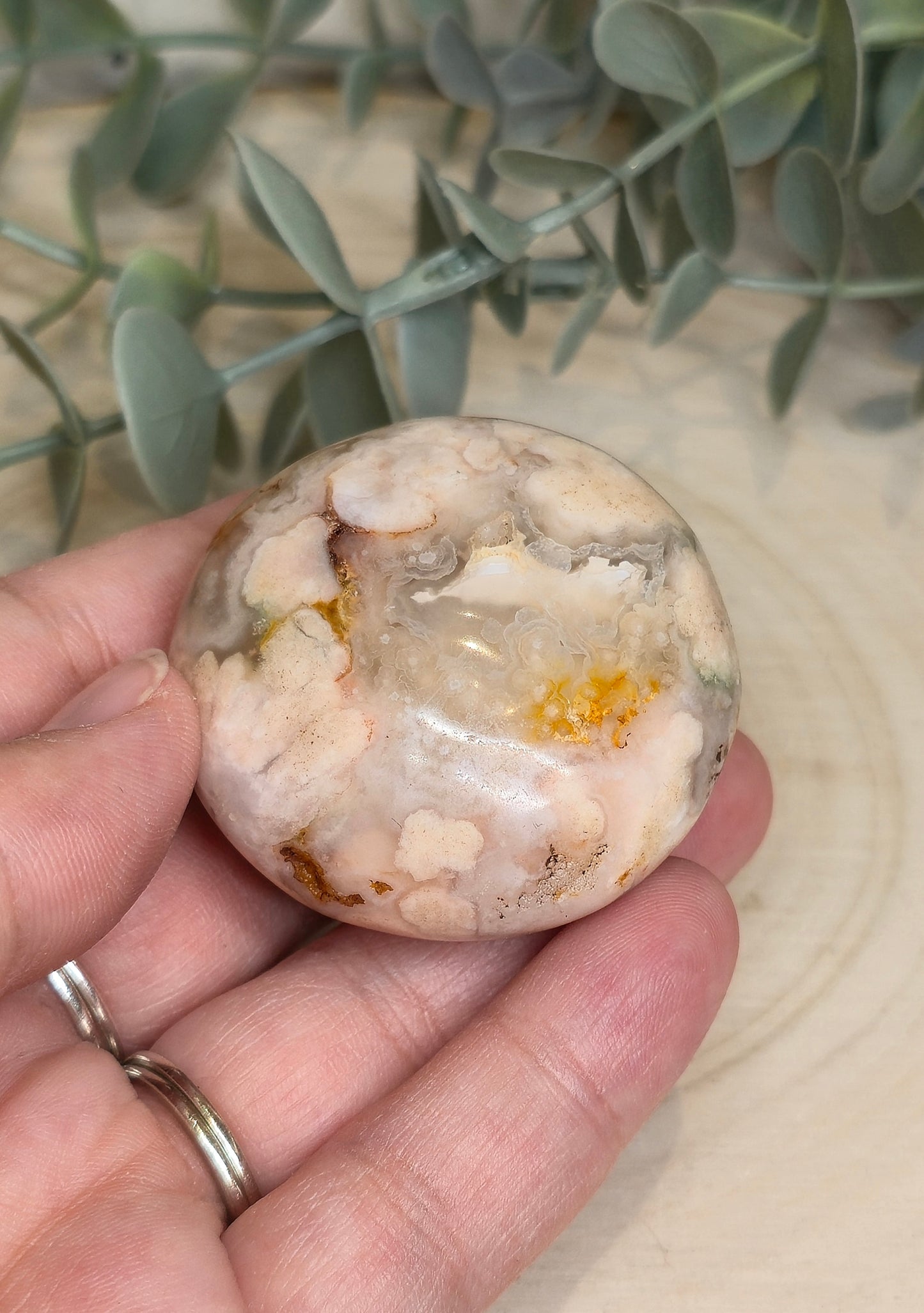 Pierre de paume en Agate fleur