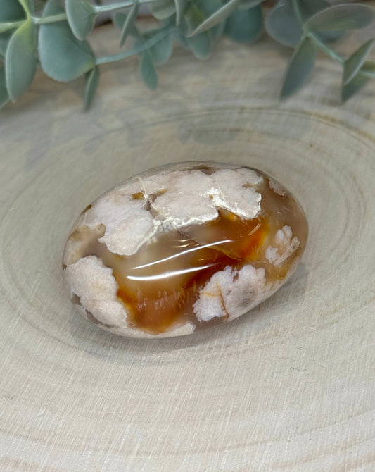 Pierre de paume en Agate fleur