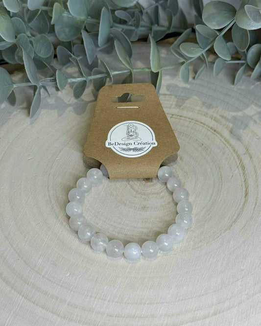 Bracelet Pierre de lune blanche 8mm