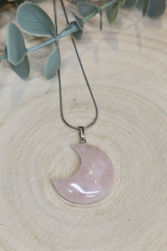 Collier Lune en Quartz Rose