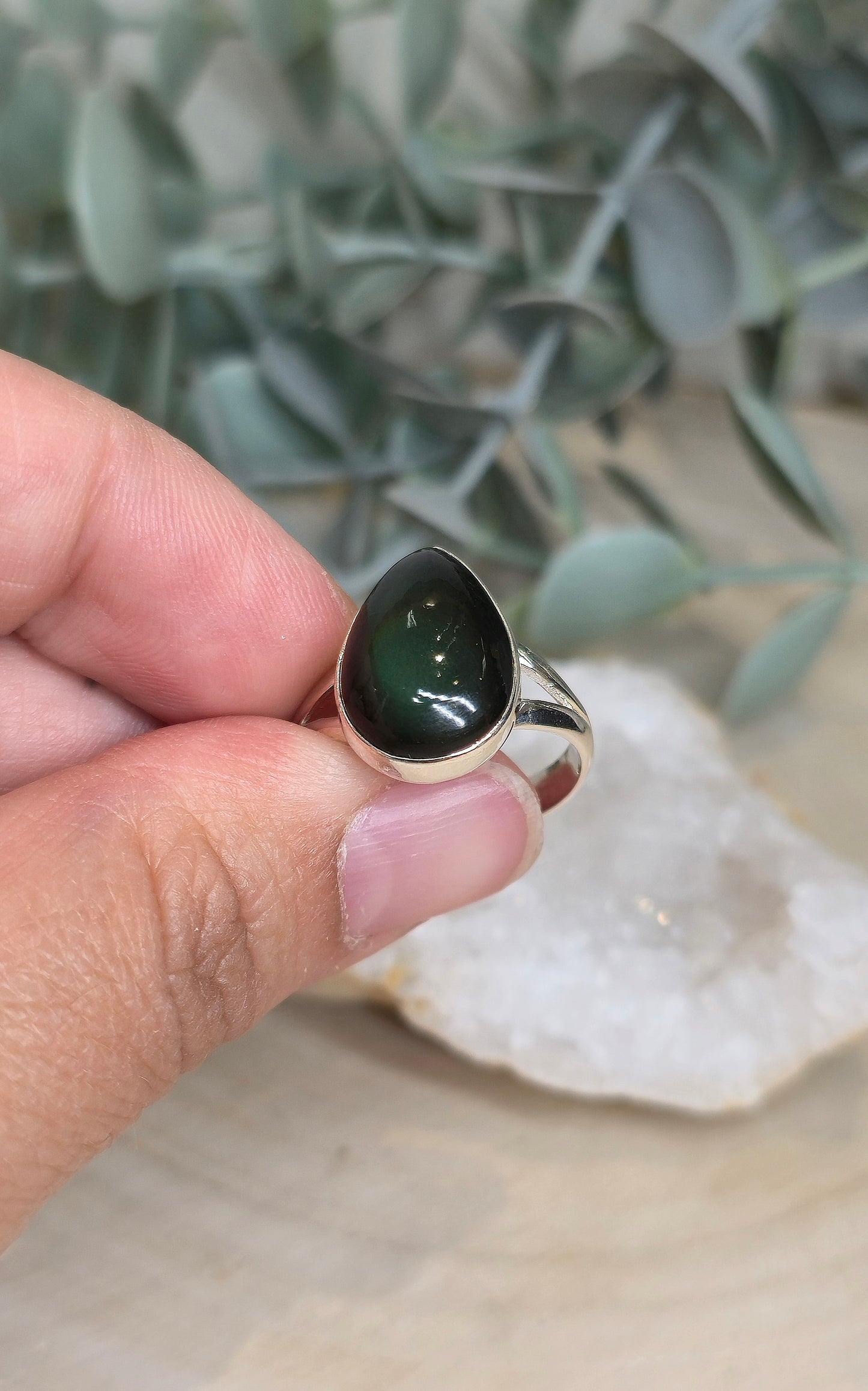 Bague Obsidienne arc-en-ciel