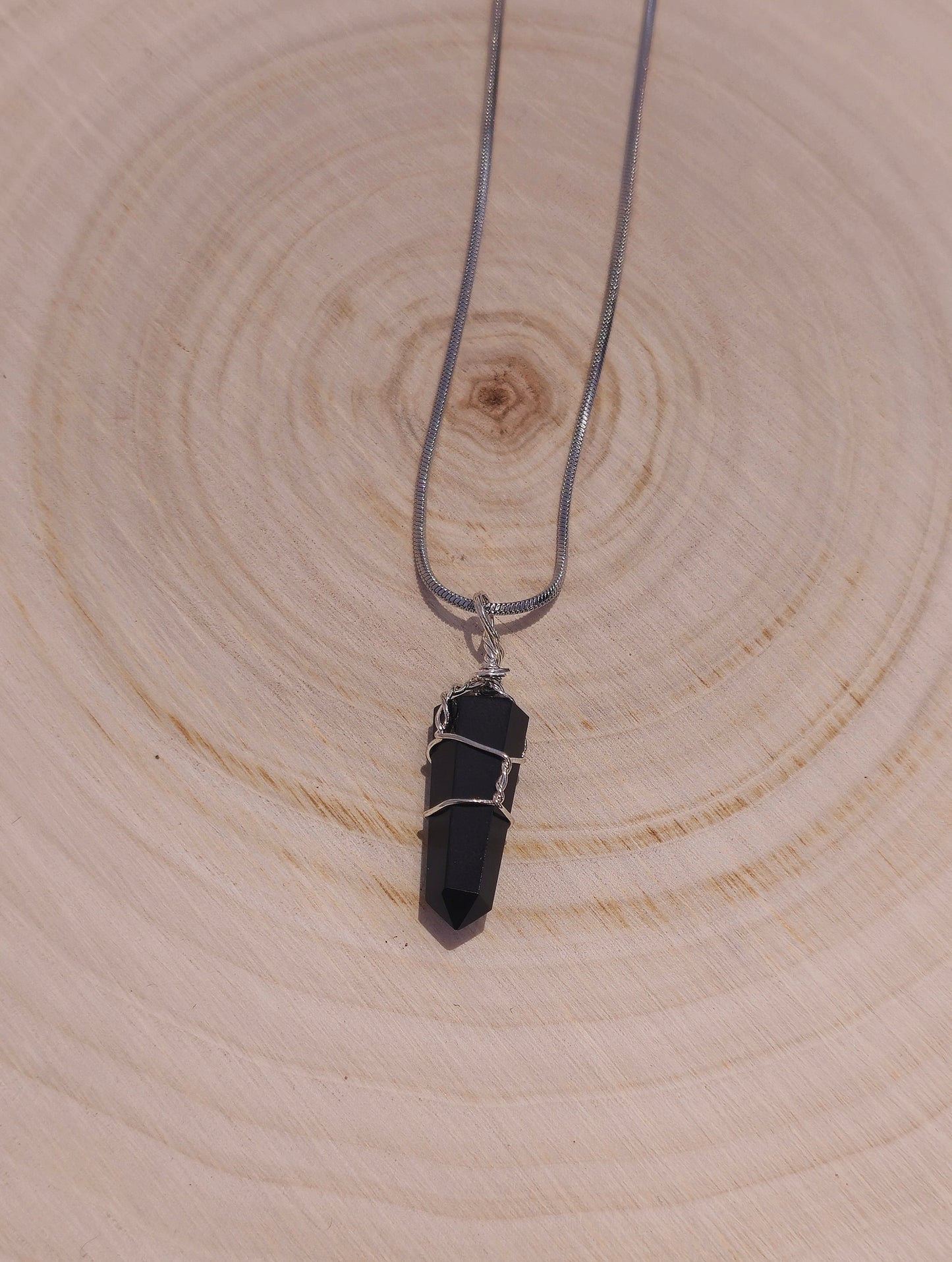 Collier Pointe Obsidienne