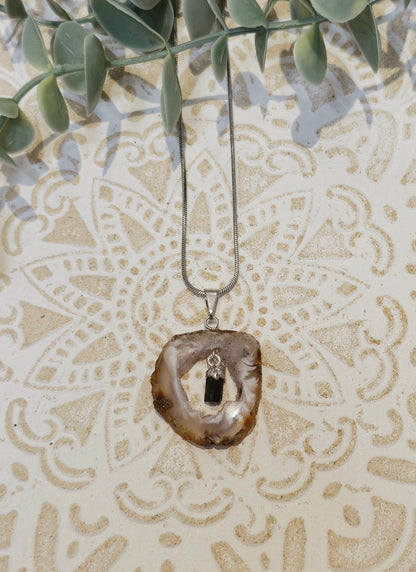 Collier Agate et Tourmaline