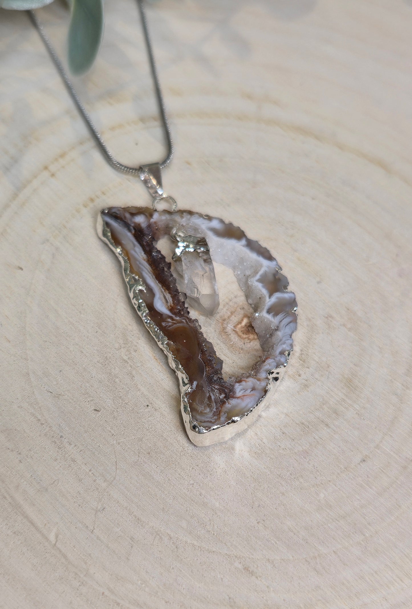 Collier Agate et Quartz clair