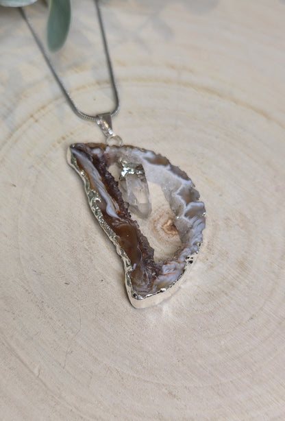 Collier Agate et Quartz clair