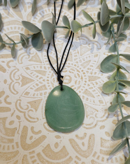 Collier goutte plate Aventurine verte
