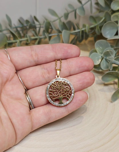 Collier Arbre de vie scintillant gold