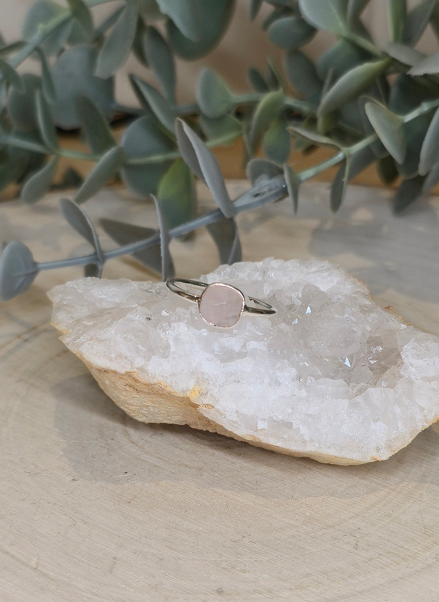 Bague carré Quartz rose